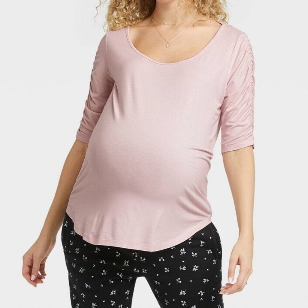 Hatch Maternity Womens Elbow Sleeve Shirt Size XXL Soft Stretch Pink The Nines